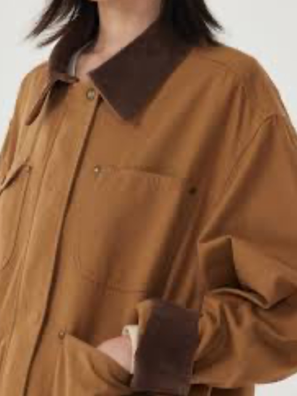 NWT Women's Brown Contrast-Collar Jacket